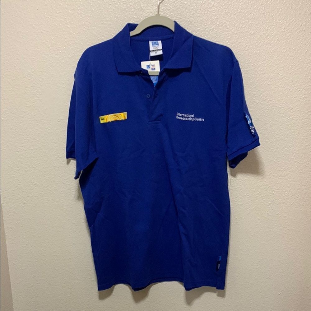 Vibrant Blue Polo Shirt with Embroidery - Athens 2004 Olympics